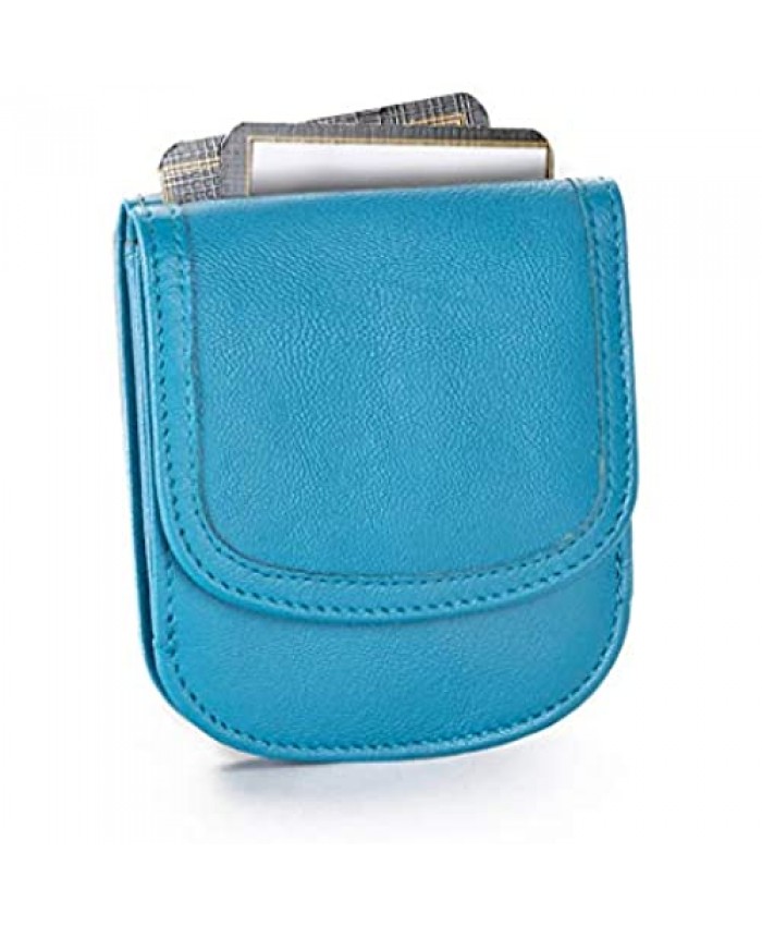 Taxi Wallet - Soft Leather Blue Moon – A Simple Compact Front Pocket Folding Wallet that holds Cards Coins Bills ID – for Men & Women