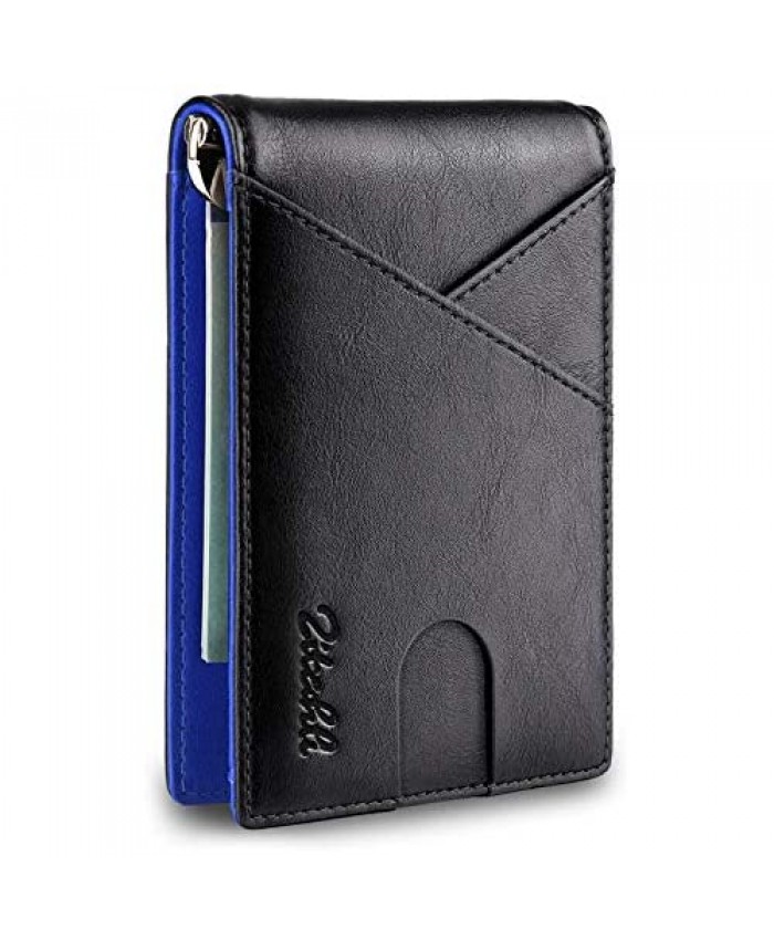 Zitahli Mens Slim Wallet with Money Clip RFID Blocking Bifold Credit Card Holder for Men with ID Window and Gift Box Fitting up to 12 Cards
