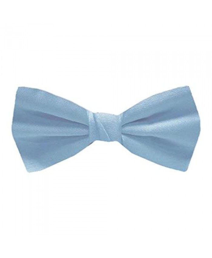 Boys Solid Color Satin Banded Pre Tied Bowties Ages 2-13