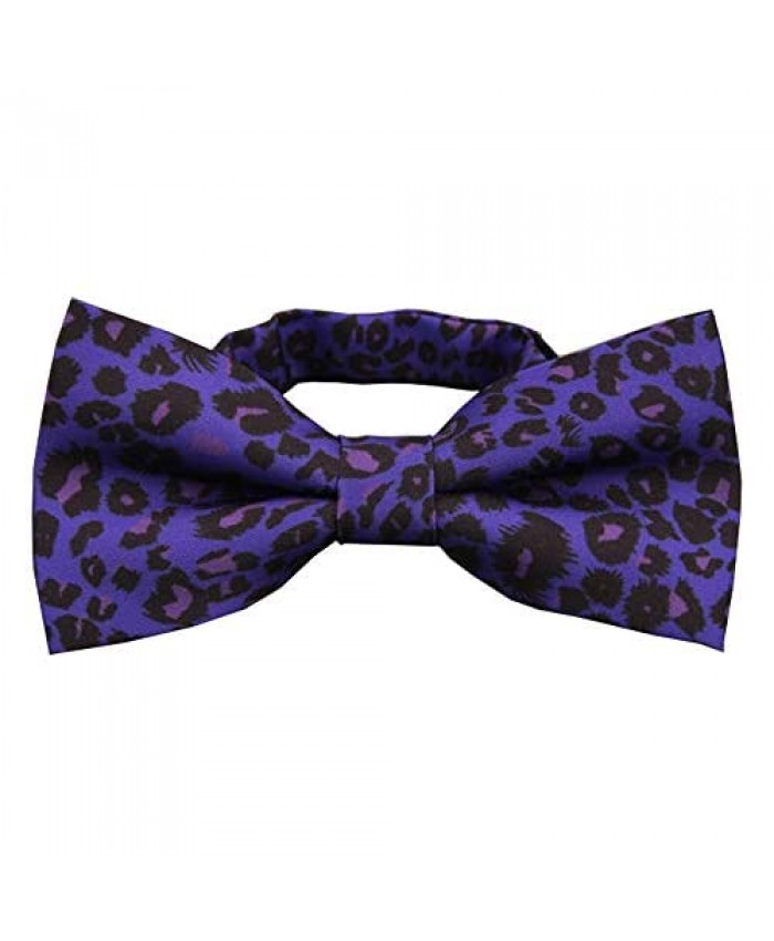 D&L Menswear Men's Pre-Tied Purple Leopard Bow Tie