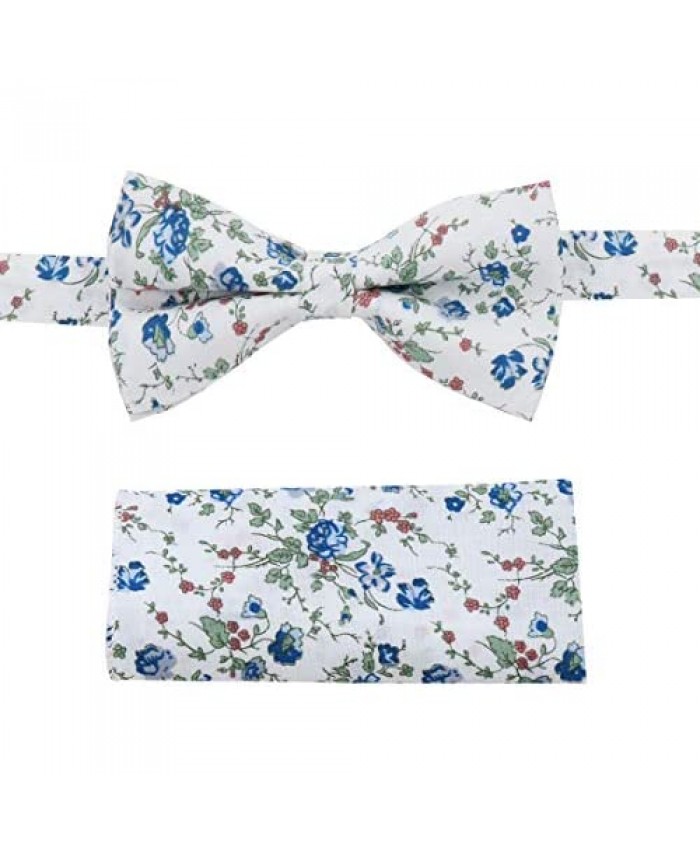 Dan Smith Men's Fashion Cotton Bowtie Pre-tied Adjustable Neck Size up to 26" Hanky Available