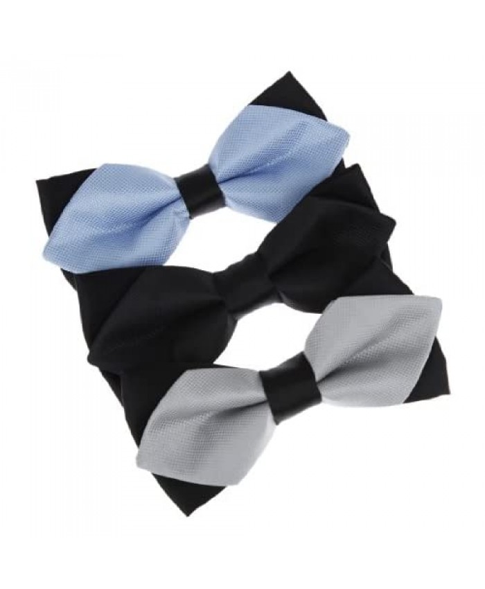 Dan Smith Men's Fashion Polyester Pre-Tied Bowties 3 Package Set With Box