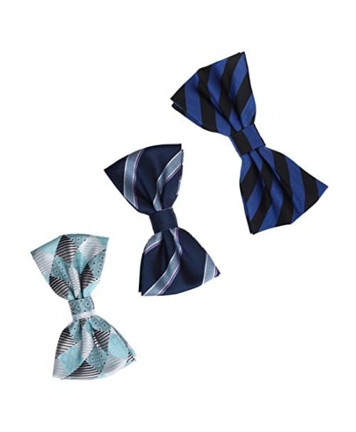Dan Smith Men's Fashion Series Patterns 3 Bow Ties Set With Box