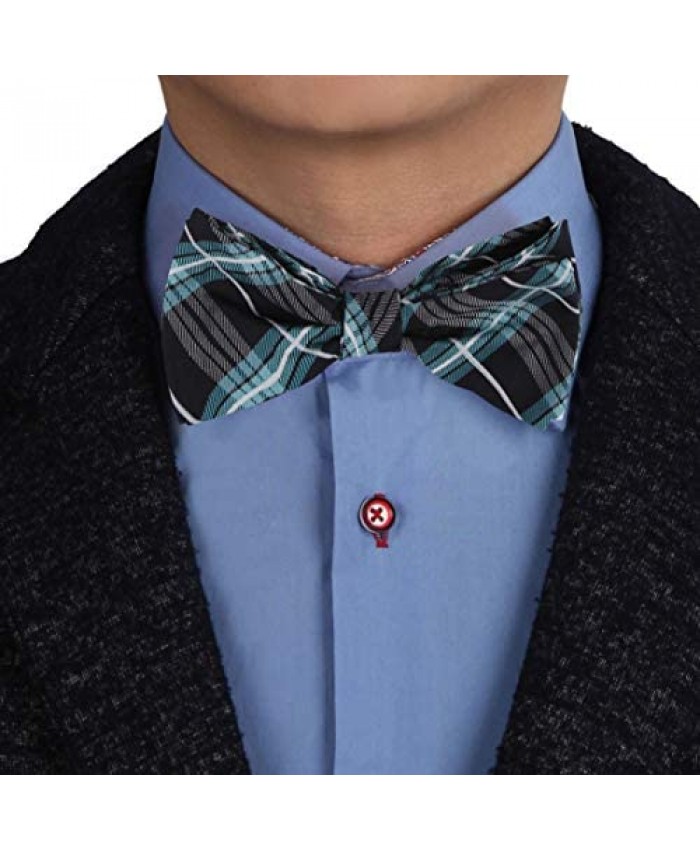 Epoint Men's Fashion Cooling Checkered Silk For Ring-Bearers Self-tied Bow Tie