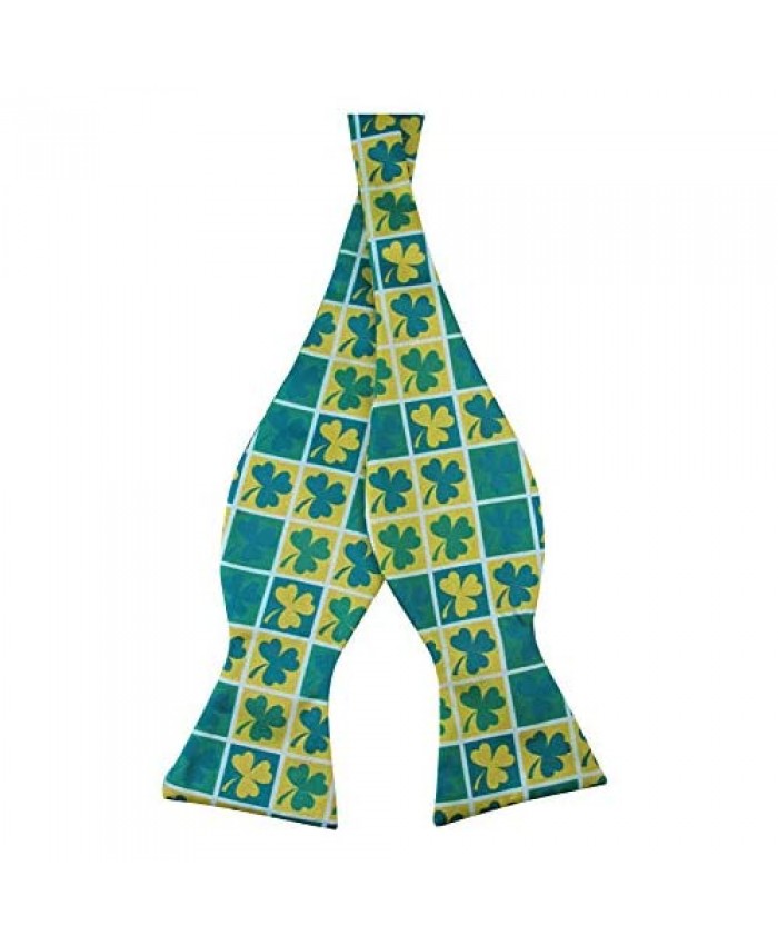 Jacob Alexander Men's St. Patrick's Day Shamrock Squares Adjustable Self-Tie Bow Tie