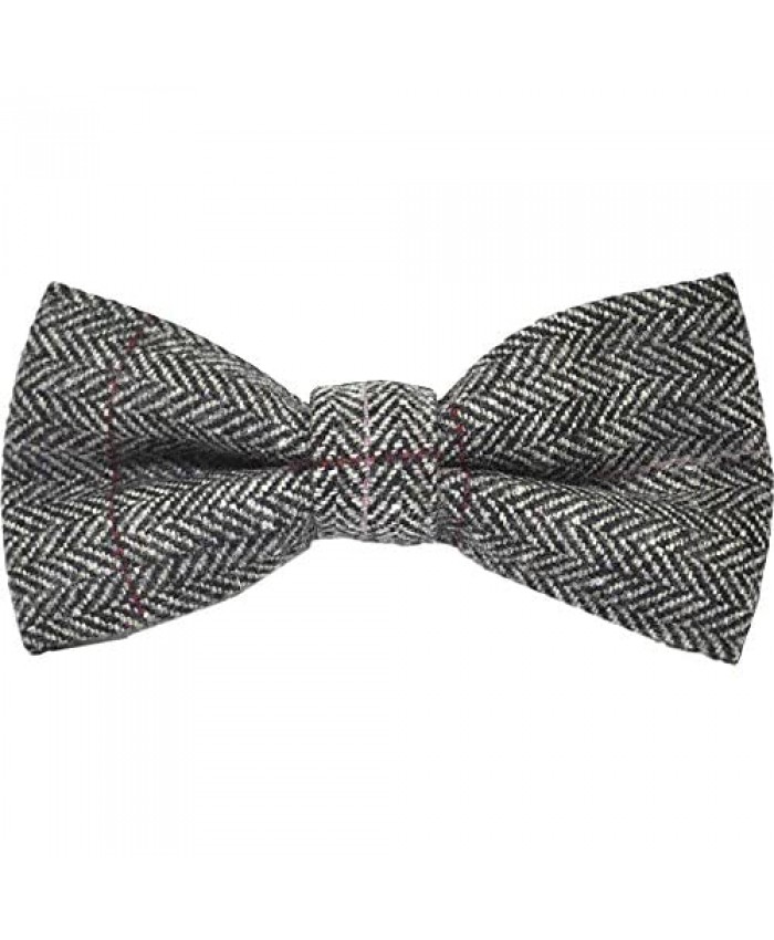 Luxury Herringbone Pewter Grey Bow Tie Tweed