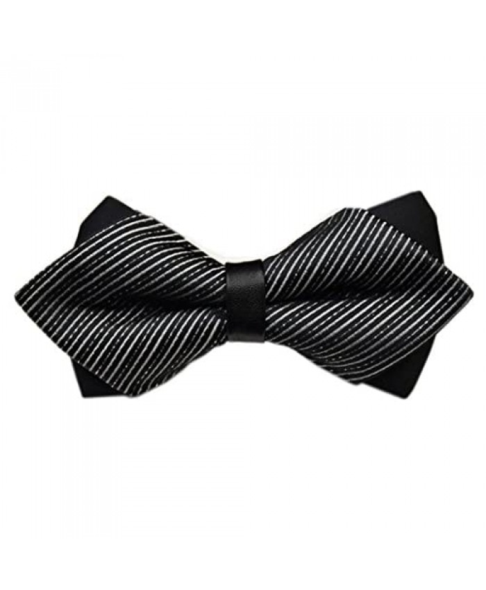 MENDENG Men's Classic Stripe Bow Tie Pre Tied Adjustable Tuxedo Formal Bow Ties