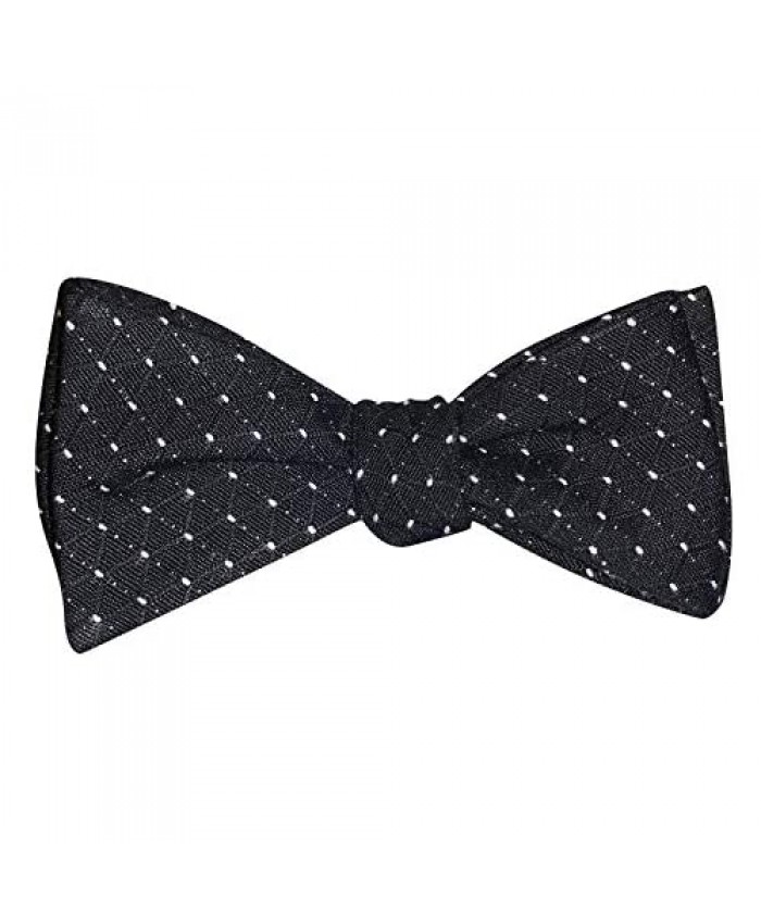 Mens Black White Small Polka Dot Striped Casual Formal Self Tie Cotton Bow Tie Adjustable Length Bowtie By The Ellis Tie Company