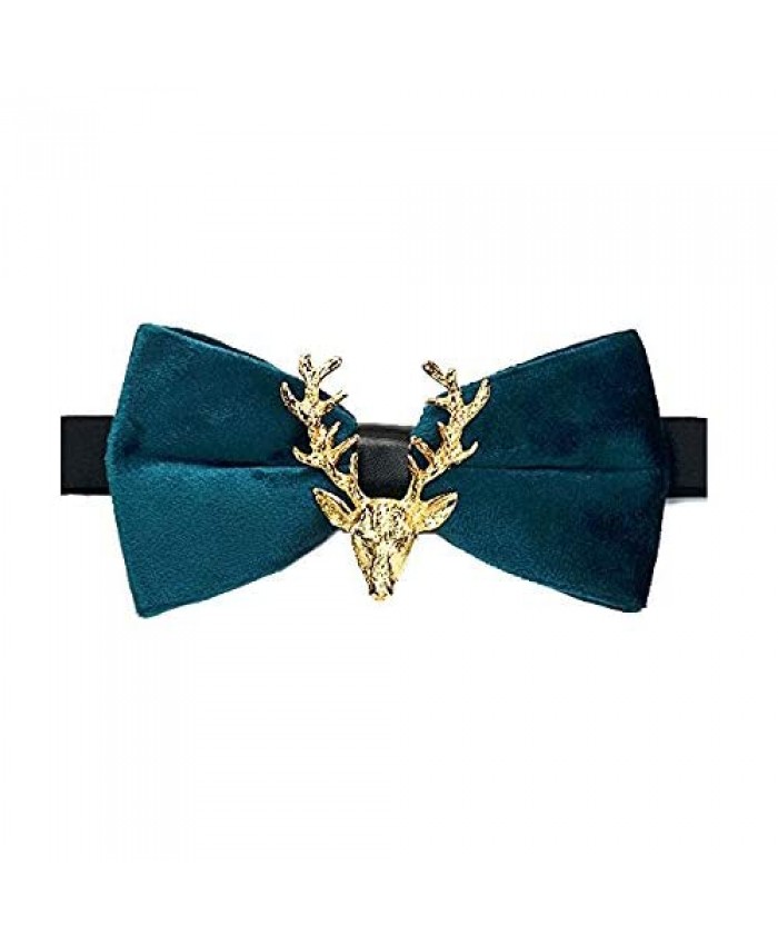 Men's Bow tie Unique Butterfly Bow tie Velvet Deer Classic Pre-Tied Adjustable Length Satin Bow Tie Necktie
