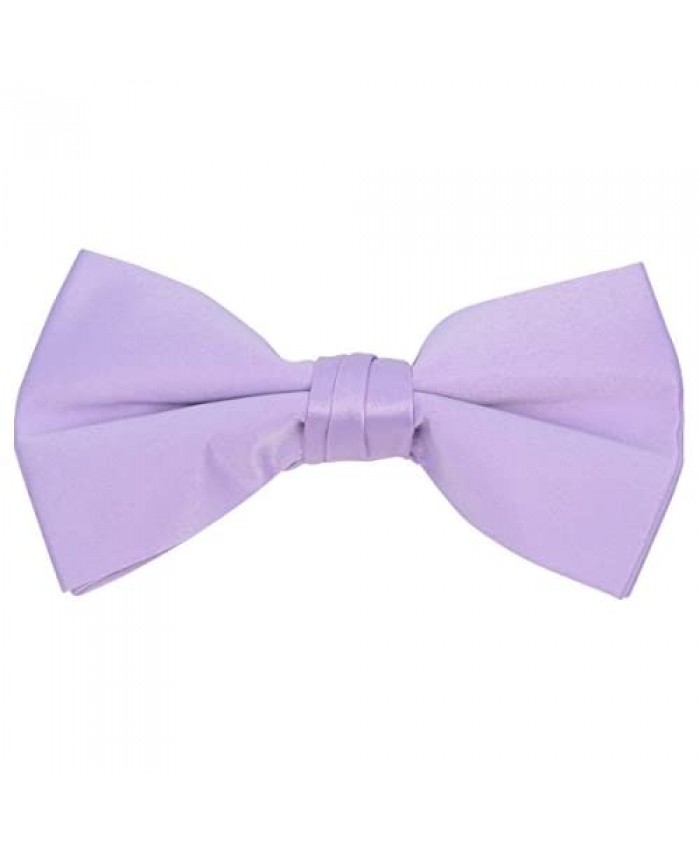 Men's Classic Luxury Formal Banded Pre-Tied Poly Satin Clip On Bow Tie