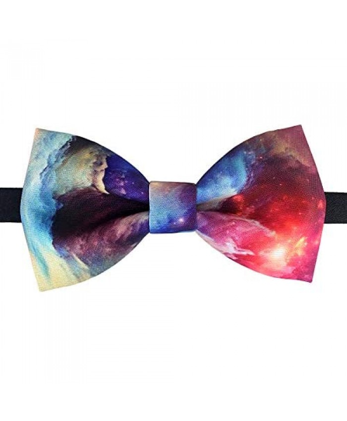 Mens Fashion Formal Interstellar Nebula Pre-tied Bowtie Satin Silk Bow Tie | by DEVEMNU HOMME