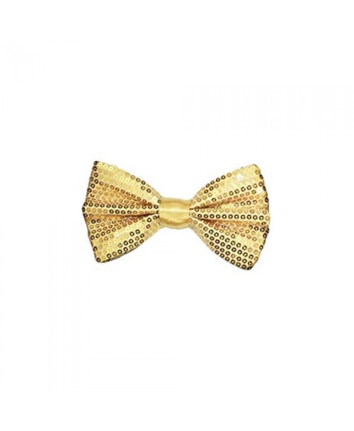 Mozlly Sequin Bow Tie - Yellow Sparkling Pre-Tied Adjustable Bow Tie with Hook