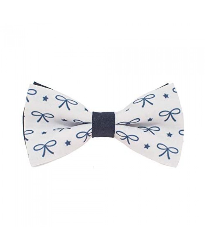 Navy blue bows pattern bow tie pre-tied shape by Bow Tie House