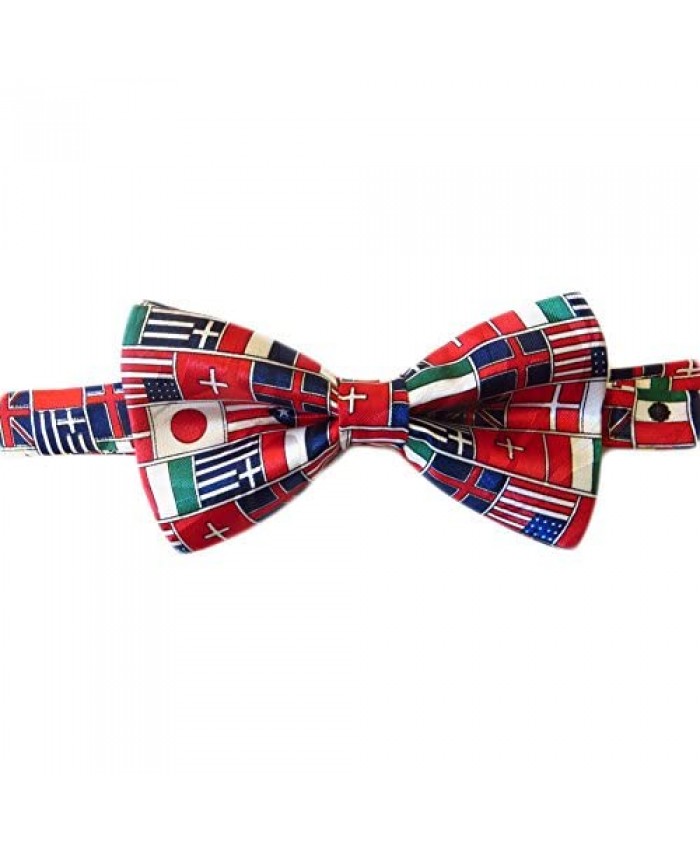 Steve Harris Mens Pre-Tied International Flags Bowtie - Multicolor - One Size Bow Tie
