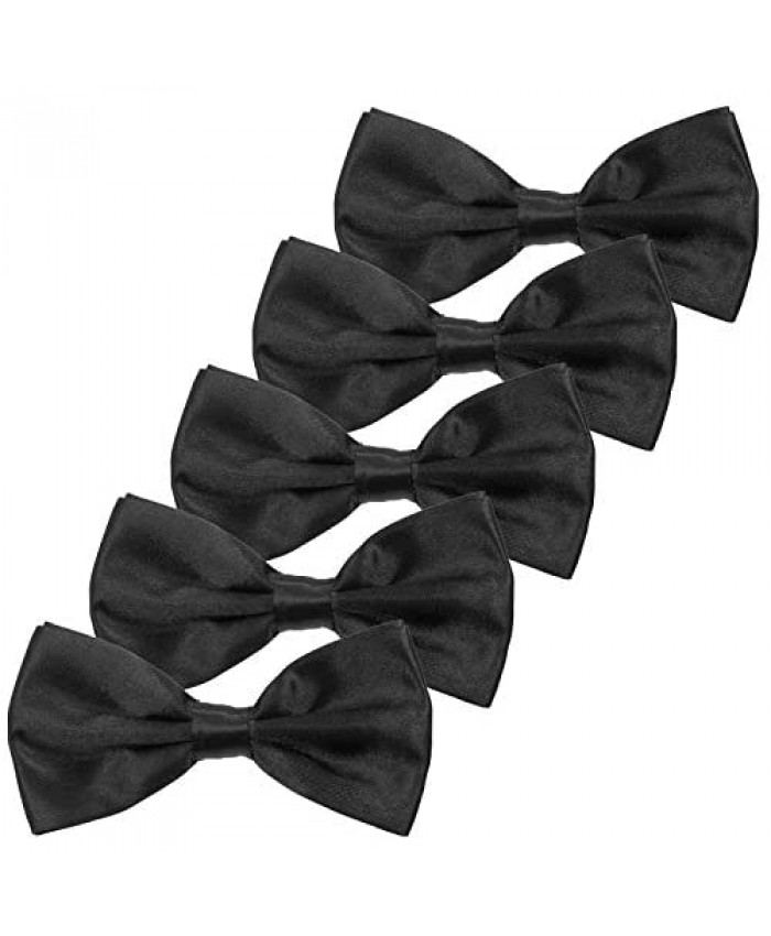 Subeltie 5 Pack of Mens Bow Tie - Adjustable Pre-tied Bow Tie for Adults Solid Color Mens Formal Bow Ties