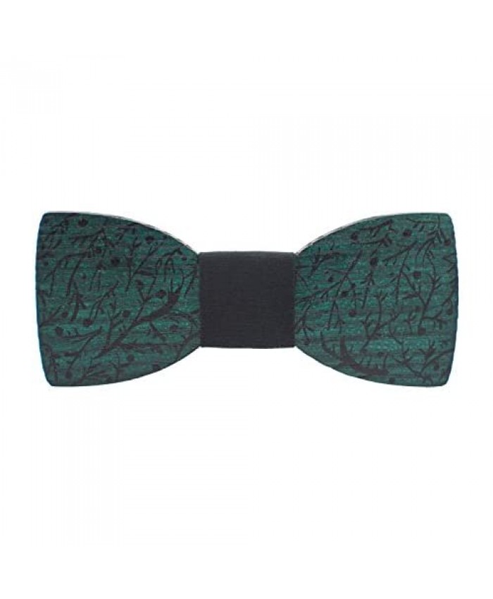 Wooden painted bow tie branches pattern pre-tied shape + gift box by Bow Tie House