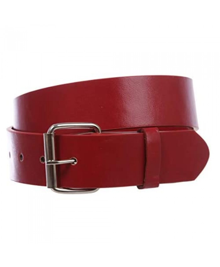 1 1/2 (38mm) Snap On Plain Leather Jean Belt With Roller Buckle