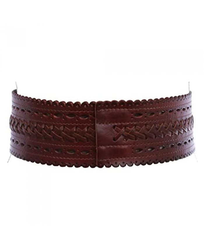2 7/8 (72mm) Wide High Waist Perforated Braided Leather Belt