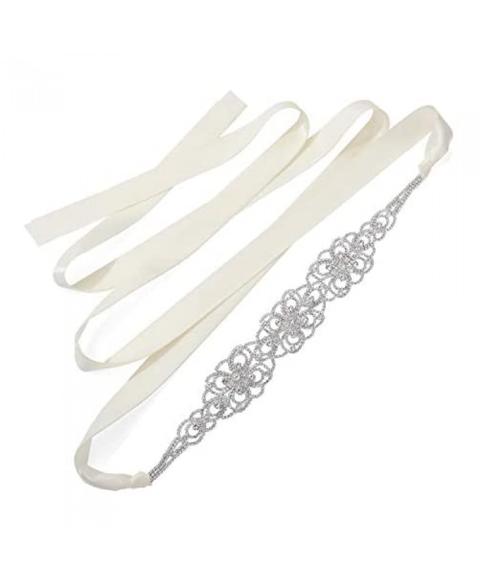 AW BRIDAL Wedding Belt Bridal Belt Sash Heart-shaped Skeleton Rhinestone Crystal Belts for Women