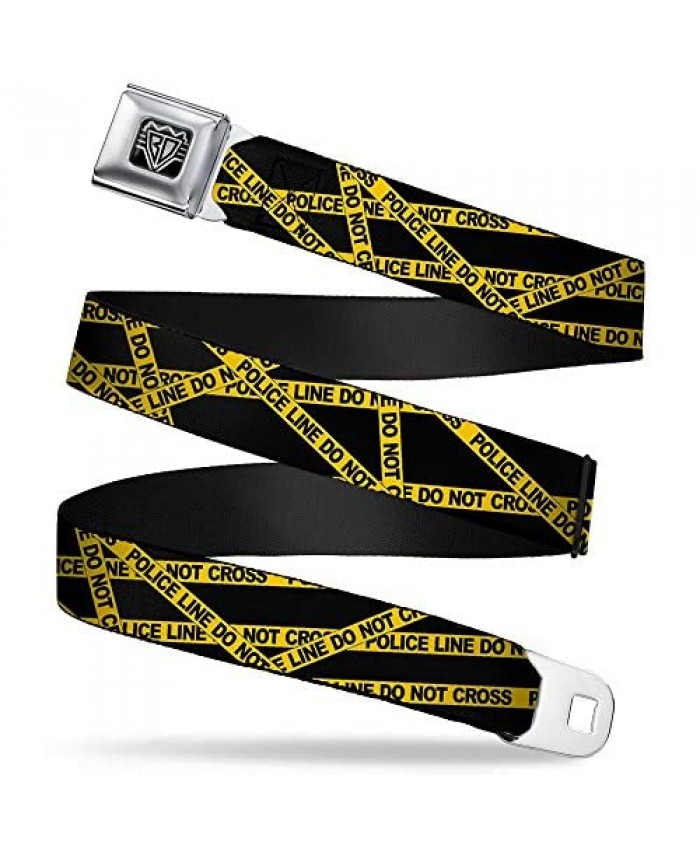 Buckle-Down Seatbelt Belt - Police Line Black/Yellow - 1.0" Wide - 20-36 Inches in Length