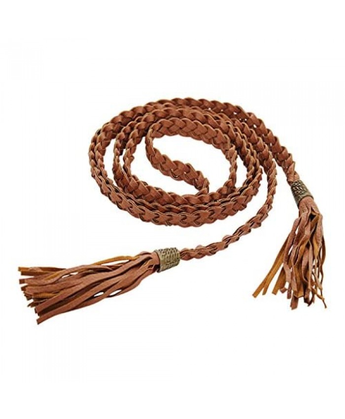 COUCOU Age Tassel Thin Braided Waist Belt Clothing Accessories