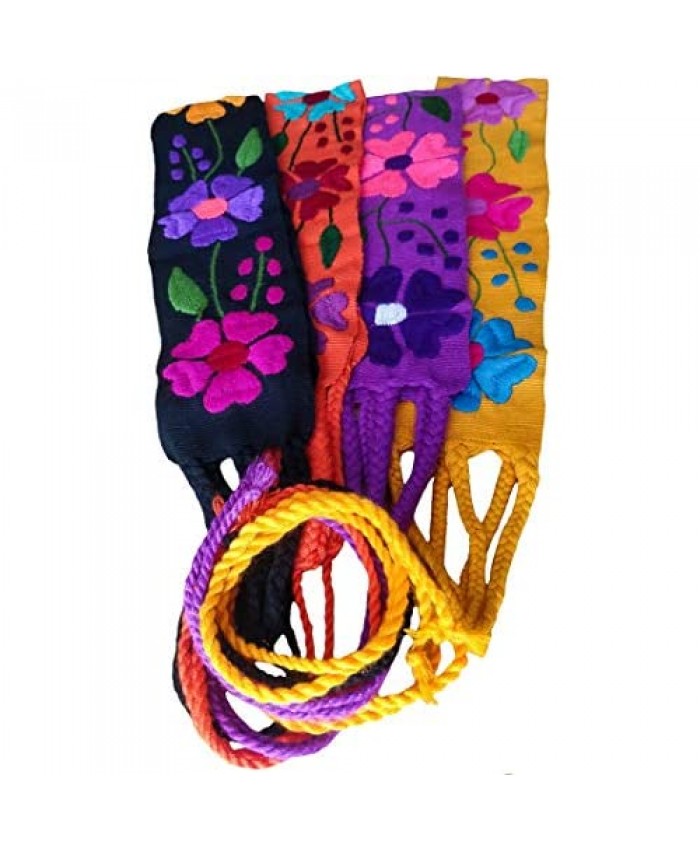 Mexican Embroidery Belt Sash 28 Inches & 22 Inches String Beautiful Floral Design Traditional Fiesta Party