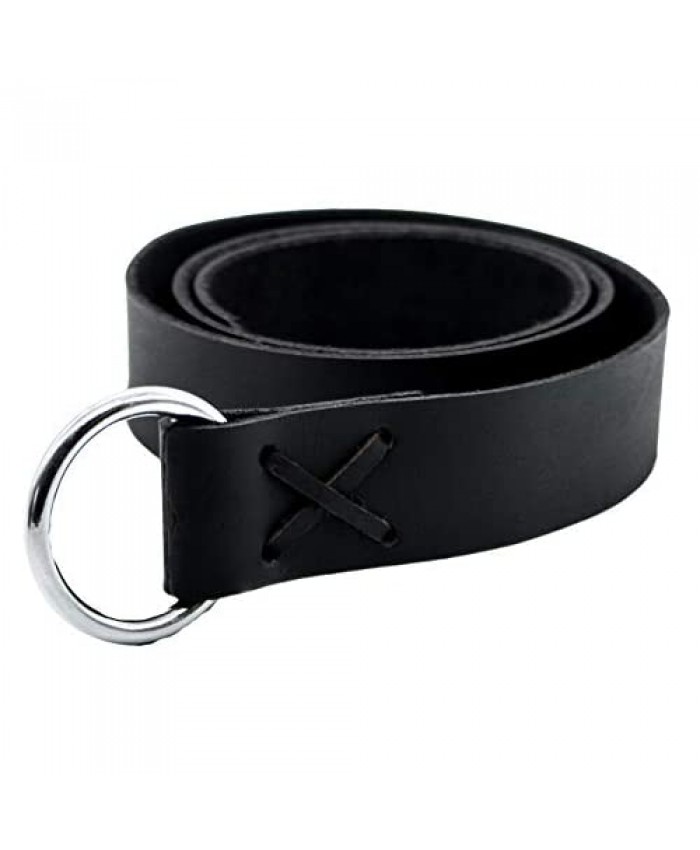 Mythrojan O Ring Medieval Leather Viking Belt LARP Renaissance Belt – Black
