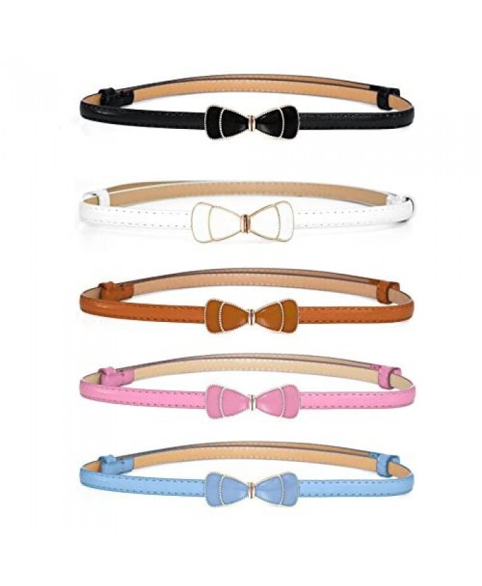 Women Slim Waist Belt with Cute Bowknot in Solid Colors pack of 5