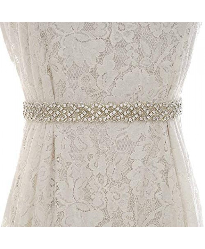 Yean Wedding Belt Bridal Sashes Crystal Rhinestone Ivory Waist Belt for Brides and Bridesmaids