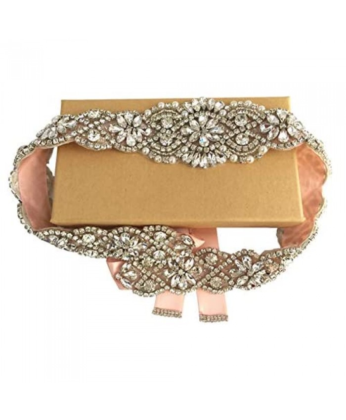 ZIUMUDY Handmade Rhinestone Bridal Belt Wedding Belts Sashes Crystal Beads Belt For Bridal Gowns