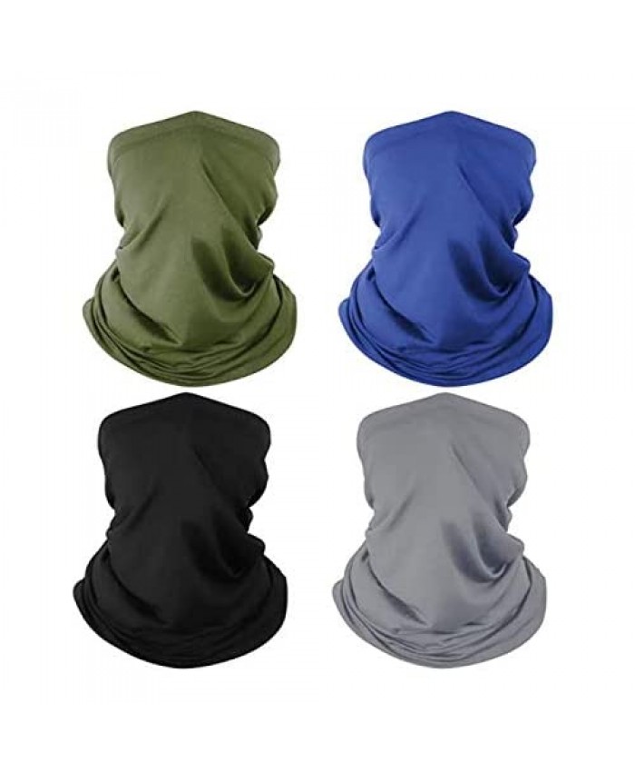 4 Pack Neck Gaiter Breathable Bandana Mask for Outdoor Protection Washable Reusable Cooling Gaiter Mask Headband Mask Protect from UV Dust Wind for Men Women Cycling Running Hiking