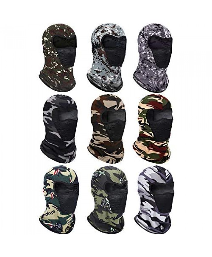 9 Pieces Summer Balaclava Face Cover Breathable Sun Dust Protection Neck Gaiter Scarf Full Face Cover for Outdoor Activities