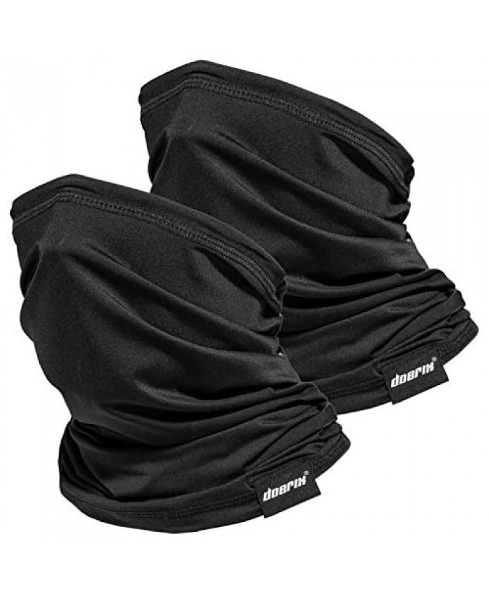 Neck Gaiter Face Mask Reusable Cloth Face Masks Bandana Balaclava Cover Scarf Shield (Solid-Black-2 2)