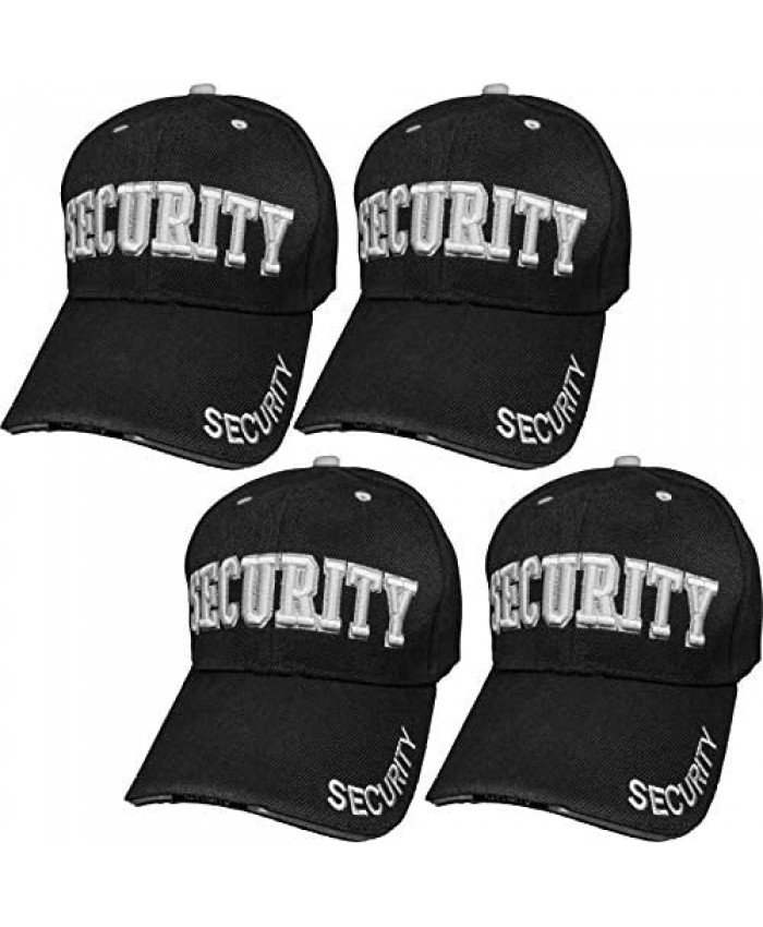 4 Pack Security Hat Baseball Ball Cap Black Embroidered Adjustable 100% Cotton