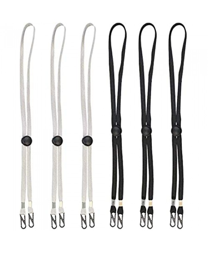 AnFun 6 Pieces Adjustable Face Mask Lanyard Strap Hat Chin Cord with Adjustable Cord Fastener - Unisex Removable Sun Hat Chin Strap with Spring Loaded Stop Cord Lock Windproof Buckle