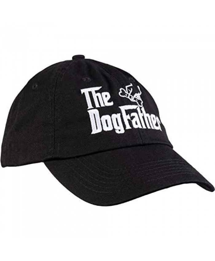 Ann Arbor T-shirt Co. The Dogfather | Funny Cute Dog Father Dad Owner Pet Doggo Pup Fun Humor Baseball Cap Hat Black