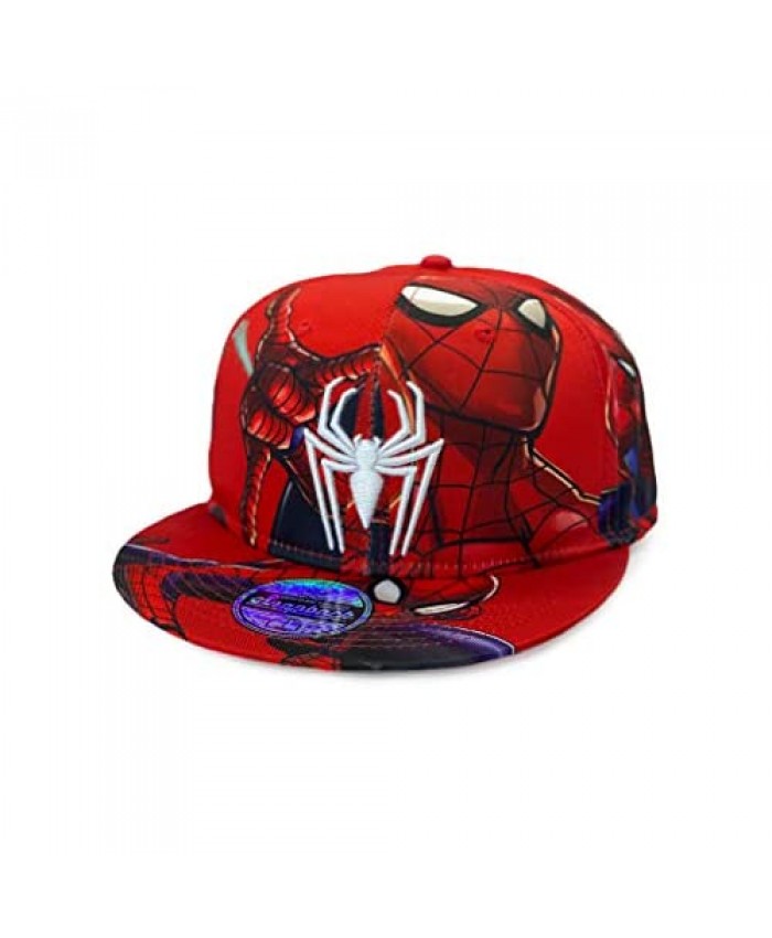 Marvel Comics Mens Spiderman Character Costume Embroidered/Printed Snapback Flatbrim Baseball Cap Hat Red