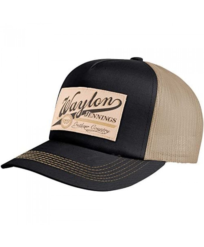 Waylon Jennings Men's Patch Trucker Hat Trucker Cap Cream