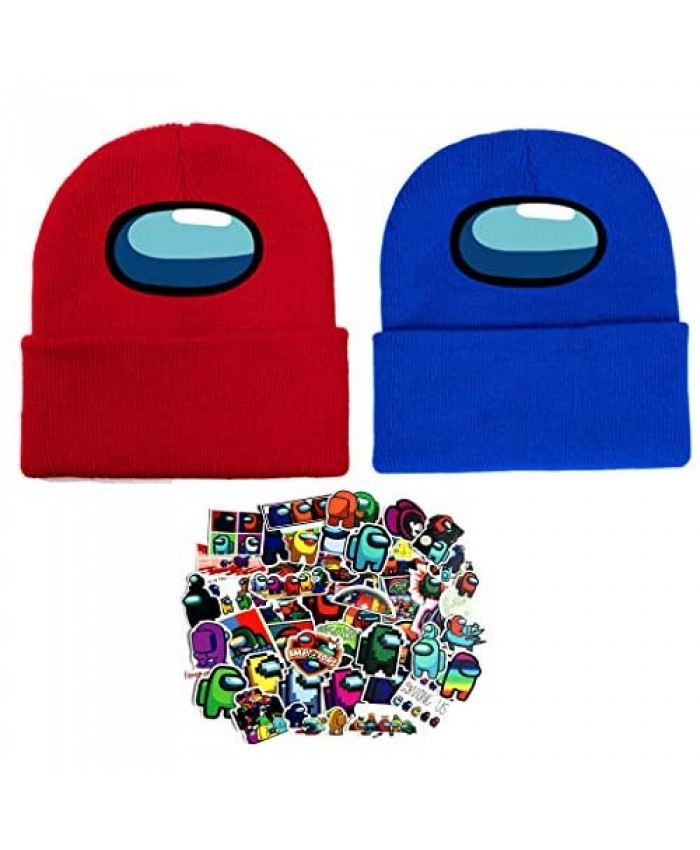 3 Pack Among US Beanie Knit Hat Cap Skullies + 50 pcs Stickers