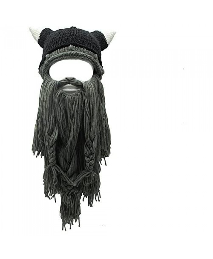 Flyou Wig Beard Hats Handmade Knit Warm Winter Caps Ski Funny Mask Beanie for Men Women