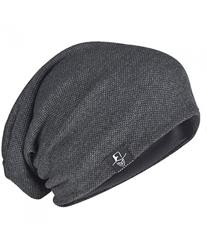 FORBUSITE Mens Thin Slouchy Beanie Retro Summer Cool Skull Cap Baggy Oversized Knit Hats