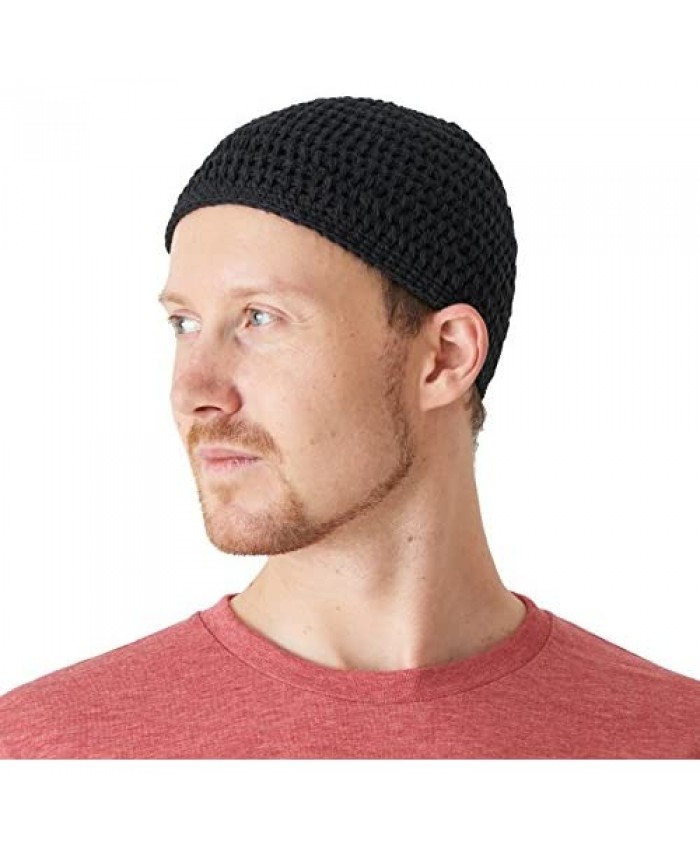 Mens Cotton Beanie Skull Cap - Crochet Kufi Prayer Hat Knit Sensitive Skin Chemo