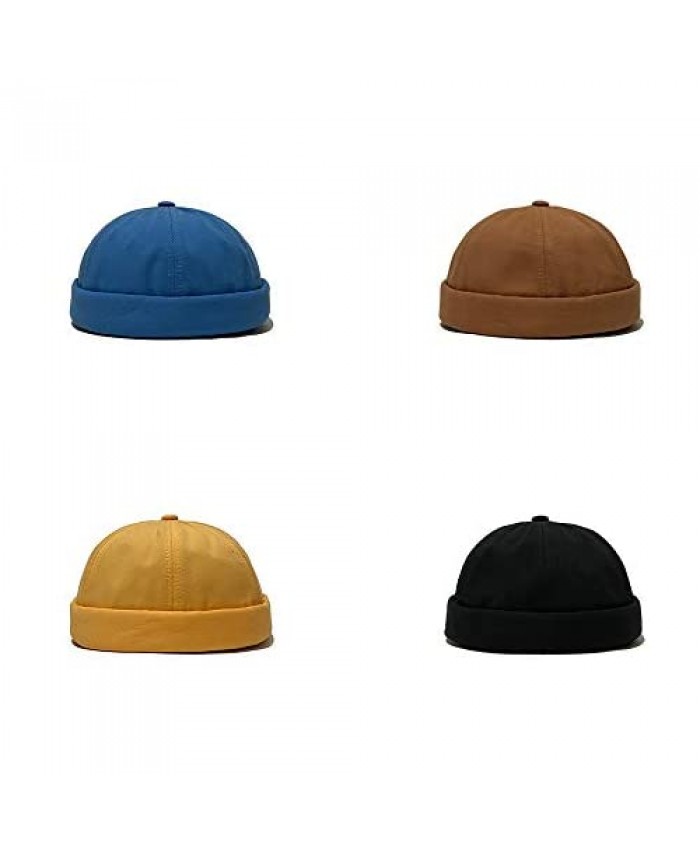 Mongous Mens Retro Style Skull Cap Adjustable Trendy Brimless Cap Rolled Cuff Beanie Hat