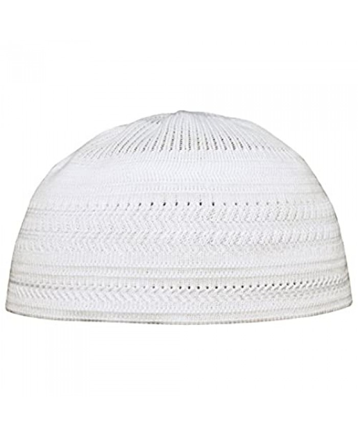 Small Plain White Cotton Stretch-Knit Kufi Hat Skull Cap - Comfortable Fit - Unique Design