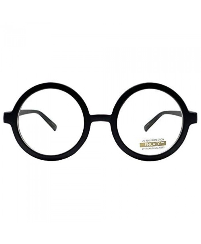 Classic Round Horn Rimmed Eye Glasses Clear Lens Oval Non Prescription Frame
