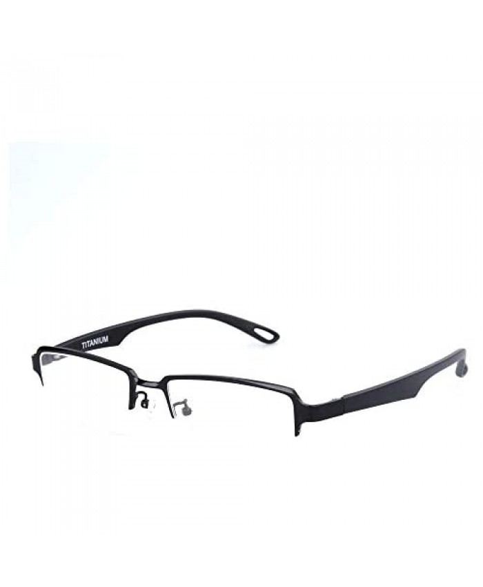 Men Rectangle Pure Titanium Eyeglasses with TR90 Unbreakable Temple Semi Rimless Business Optical Glasses Frame