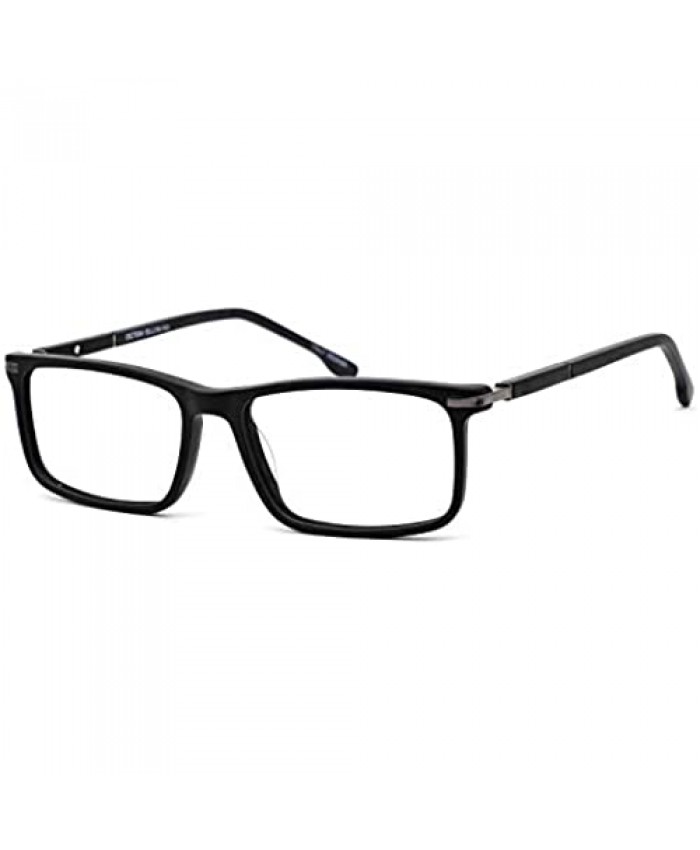 OCCI CHIARI Rectangular Stylish Eyeware Frames Prescription Eyeglasses with Acrylic Lenses Gifts for Men (Black-Blue 52)