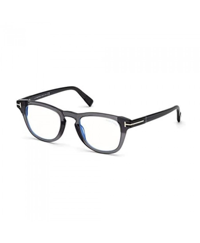 Tom Ford FT5660-B 020 Shiny Transparent Grey Plastic Round Eyeglasses 49mm