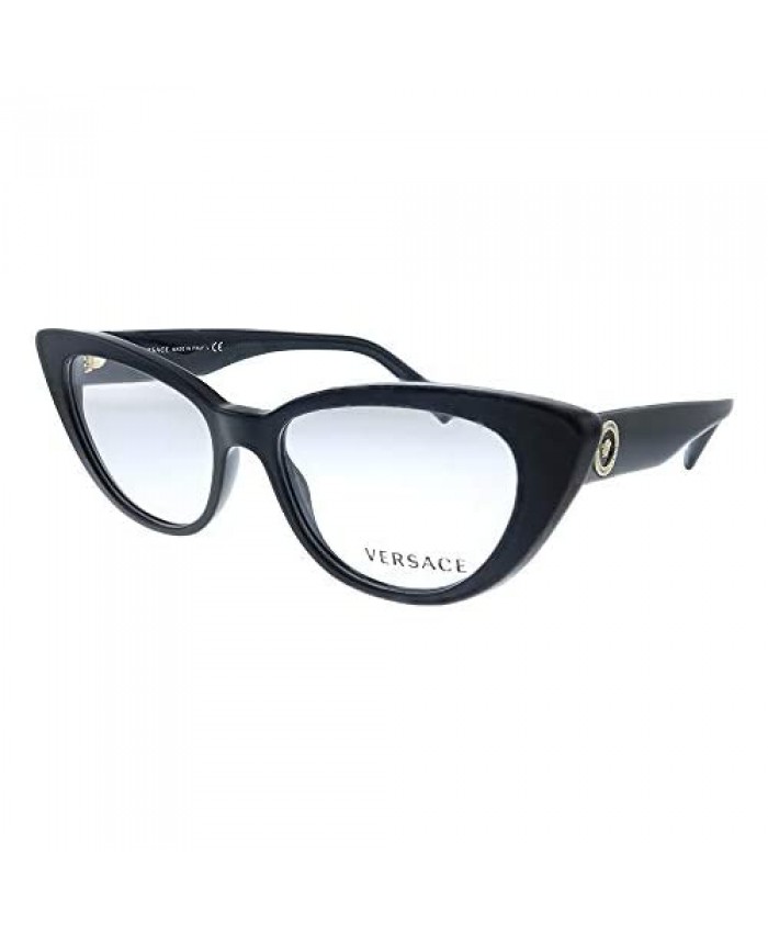 Versace VE 3266 GB1 54 Black Plastic Oval Eyeglasses 55mm