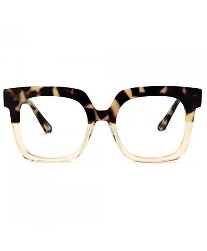 Zeelool Stylish Acetate Oversized Thick Square Eyeglasses for Men Women Clear Lens Dexter ZOA02007